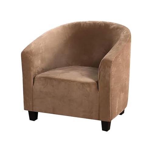 HOMECOVER Sesselschoner Elastisch Sesselhusse Sesselüberwurf Velours Sesselbezug mit Armlehnen Schonbezug für Clubsessel Für Einzelsofa Clubsessel Cocktailsessel-braun-Large von HOMECOVER