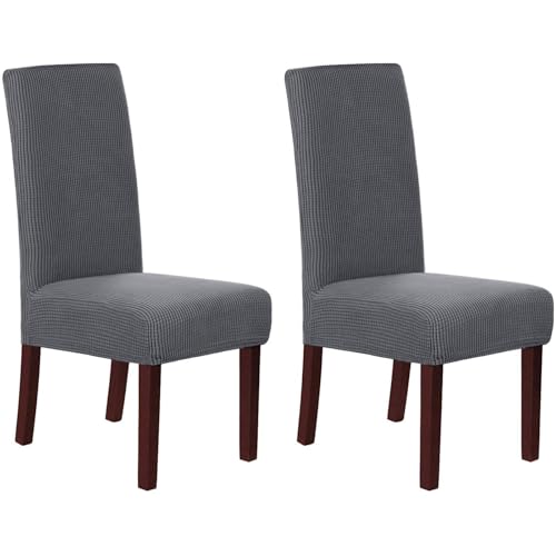HOMECOVER Stuhlhussen 2er Set, Stretch Jacquard Stuhlbezug Stuhlhussen für Esszimmerstühle Universal Abnehmbarer Stuhlbezug Für Esszimmer Hotel Küche-grau-2er Set HOMECOVER Stuhlhussen 2er Set, Stretch Jacquard Stuhlbezug Stuhlhussen für Esszimmerstühle Universal Abnehmbarer Stuhlbezug Für Esszimmer Hotel Küche-grau-2er Set von HOMECOVER