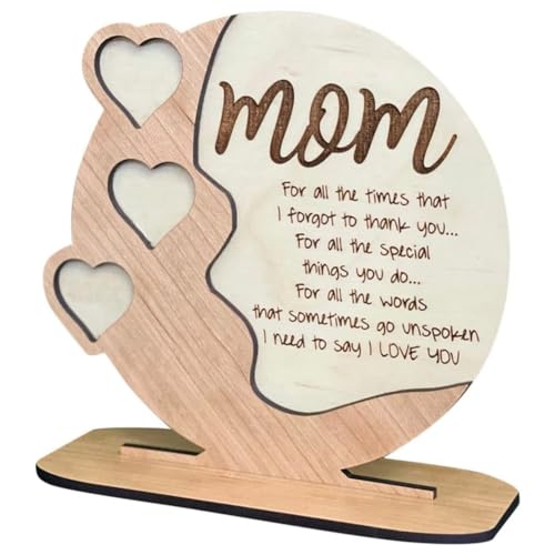 HOMEDEK Mutter Mini-Herztafel Aus, Muttertagsgeschenke für Mama zum Geburtstag, Personalisierte Geschenkdekoration A von HOMEDEK
