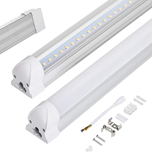 HOMEDEMO 2er-Pack LED Röhre 120cm Leuchtstoffröhre komplett Set mit Fassung, 18W 1700lm 6000K Kaltweiß, LED Deckenleuchte erweiterbar, Lichtleiste Unterbauleuchte, Röhrenlampe, Transparente Abdeckung von HOMEDEMO