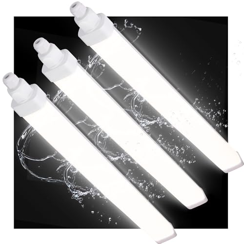 HOMEDEMO 3er Feuchtraumleuchte LED150cm, 45w, 6000K Kaltweiß, LED Röhre Reihenschaltung, IP65 Wasserfest Feuchtraumlampe, Kellerlampe LED Leuchtstoffröhre für Garage Werkstatt Flur von HOMEDEMO