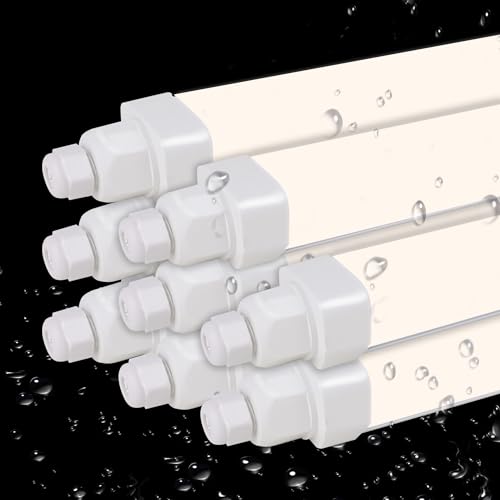 HOMEDEMO 8er Feuchtraumleuchte LED 150CM, 45w, 4000K Neutralweiß, LED Röhre Reihenschaltung, IP65 Wasserfest Feuchtraumlampe, Kellerlampe LED Leuchtstoffröhre für Garage Werkstatt Flur von HOMEDEMO