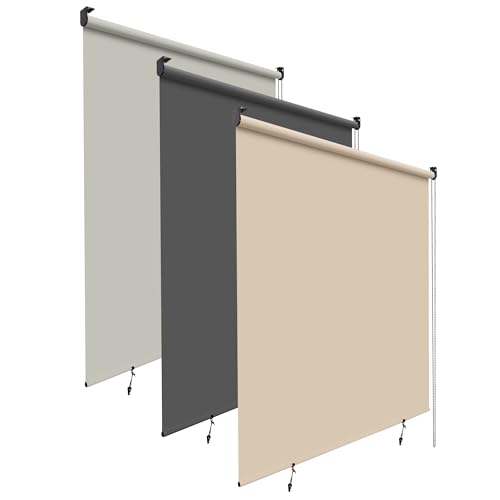 HOMEDEMO Außenrollo Senkrechtmarkise Außen, sonnenschutzrollo Outdoorrollo, aussenrollo Wetterfest Windschutz Sichtschutz, Vertikalmarkise für Balkon & Terrasse, 180x240cm(BxH) Khaki von HOMEDEMO