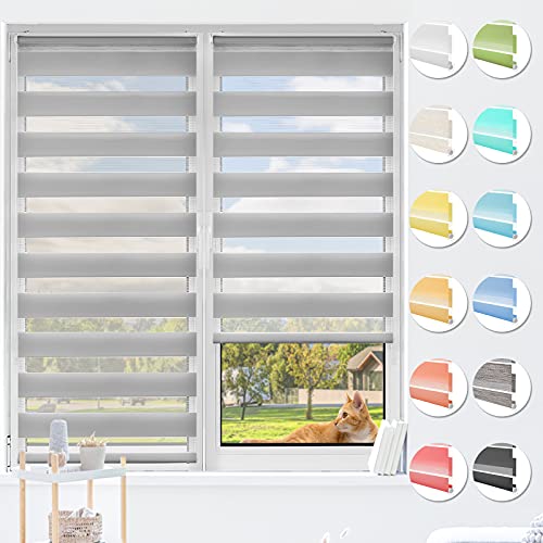 HOMEDEMO Doppelrollo Klemmfix ohne Bohren & mit Bohren, Rollos für Fenster und Tür, (Grau, 105x200cm) Duo Rollo Klemmrollo lichtdurchlässig, Fensterrollo Sichtschutz von HOMEDEMO