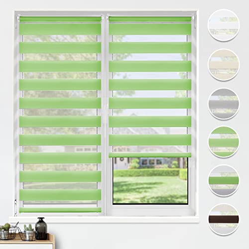 HOMEDEMO Doppelrollo Klemmfix ohne Bohren & mit Bohren, Rollos für Fenster und Tür, Grün, 80x120cm(BxH), Duo Rollo Klemmrollo lichtdurchlässig, Fensterrollo Sichtschutz von HOMEDEMO
