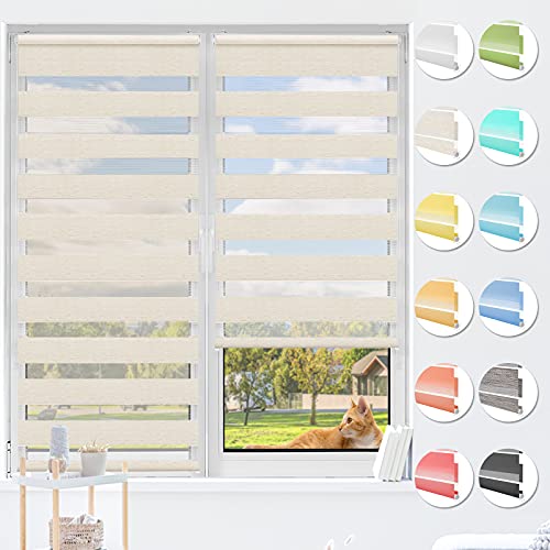 HOMEDEMO Doppelrollo Klemmfix ohne Bohren & mit Bohren, Rollos für Fenster und Tür, (Leinen, 105x200cm) Duo Rollo Klemmrollo lichtdurchlässig, Fensterrollo Sichtschutz von HOMEDEMO