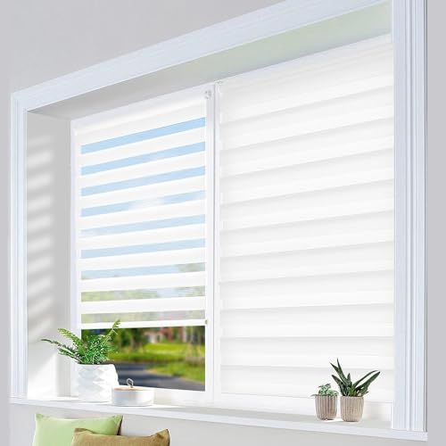 HOMEDEMO Doppelrollo Klemmfix ohne Bohren & mit Bohren, Rollos für Fenster und Tür, (Weiss, 105x200cm) Duo Rollo Klemmrollo lichtdurchlässig, Fensterrollo Sichtschutz von HOMEDEMO