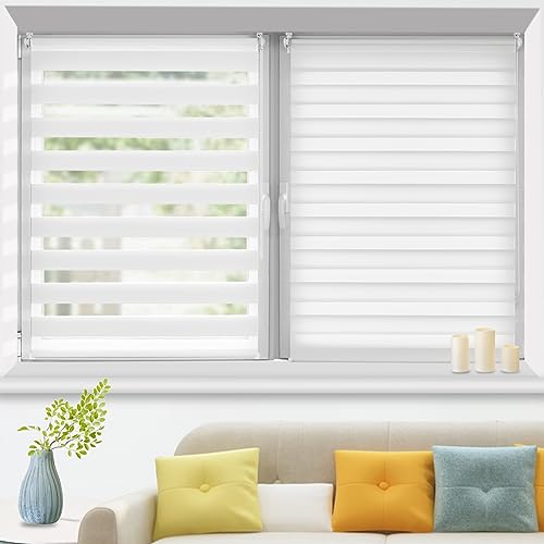 HOMEDEMO Doppelrollo Klemmfix ohne Bohren & mit Bohren, Rollos für Fenster und Tür, (Weiss, 105x230cm) Duo Rollo Klemmrollo lichtdurchlässig, Fensterrollo Sichtschutz von HOMEDEMO