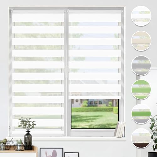 HOMEDEMO Doppelrollo Klemmfix ohne Bohren & mit Bohren, Rollos für Fenster und Tür, (Weiss, 85x230cm) Duo Rollo Klemmrollo lichtdurchlässig, Fensterrollo Sichtschutz von HOMEDEMO