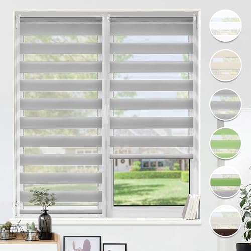 HOMEDEMO Doppelrollo Klemmfix ohne Bohren & mit Bohren, Rollos für Fenster und Tür, (Grau, 70x150cm) Duo Rollo Klemmrollo lichtdurchlässig, Fensterrollo Sichtschutz von HOMEDEMO