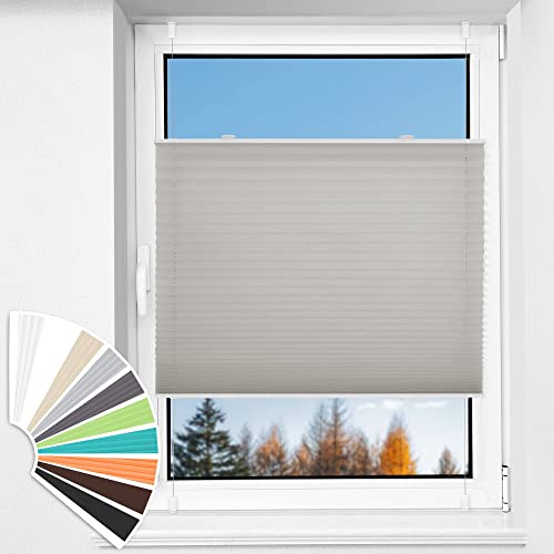 HOMEDEMO Plissee Klemmfix ohne Bohren Jalousien, Hellgrau, 85x180cm(BxH), Plisseerollo Fensterrollo mit Klemmträger, Faltrollo Klemmrollo Sicht-und Sonnenschutz Rollos für Fenster & Tür von HOMEDEMO