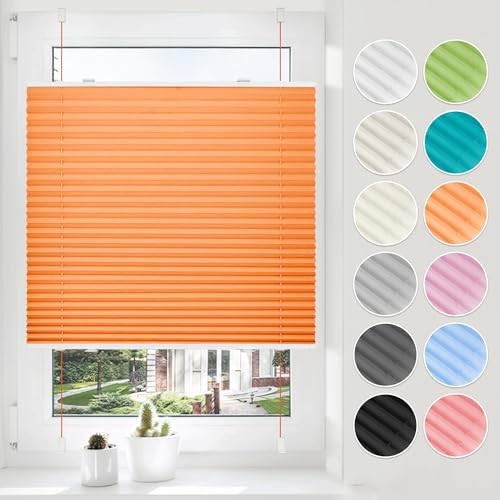 HOMEDEMO Plissee ohne Bohren Klemmfix 70x120cm Orange Faltrollo Plisseerollo Jalousie für Tür & Fenster Blickdicht Sichtschutz Sonnenschutz Rollo von HOMEDEMO