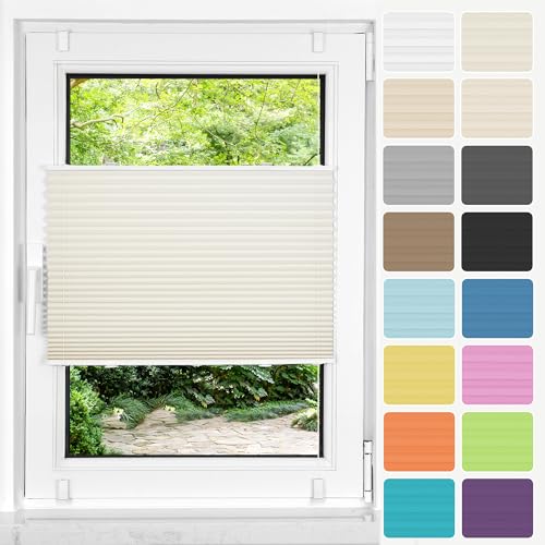 HOMEDEMO Plissee ohne Bohren Klemmfix, B60 x H130 cm Beige, Faltrollo Plisseerollo Jalousie für Tür & Fenster Blickdicht Sichtschutz Sonnenschutz Rollo HOMEDEMO Plissee ohne Bohren Klemmfix, B60 x H130 cm Beige, Faltrollo Plisseerollo Jalousie für Tür & Fenster Blickdicht Sichtschutz Sonnenschutz Rollo von HOMEDEMO