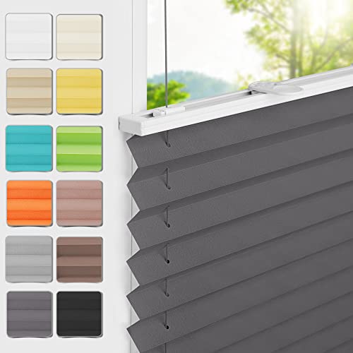 HOMEDEMO Plissee ohne Bohren Klemmfix, B115 x H110 cm Anthrazit, Faltrollo Plisseerollo Jalousie für Tür & Fenster Blickdicht Sichtschutz Sonnenschutz Rollo HOMEDEMO Plissee ohne Bohren Klemmfix, B115 x H110 cm Anthrazit, Faltrollo Plisseerollo Jalousie für Tür & Fenster Blickdicht Sichtschutz Sonnenschutz Rollo von HOMEDEMO