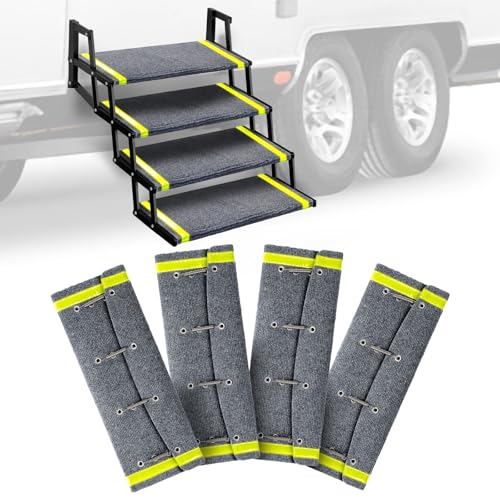 HOMEE Wohnmobil-Stufenabdeckungen mit reflektierenden Streifen, 58,9 cm breit, Wohnmobil-Treppenabdeckungen mit Montagehaken, passend für 20,3 cm bis 27,9 cm RV-Treppenstufen, rutschfester HOMEE Wohnmobil-Stufenabdeckungen mit reflektierenden Streifen, 58,9 cm breit, Wohnmobil-Treppenabdeckungen mit Montagehaken, passend für 20,3 cm bis 27,9 cm RV-Treppenstufen, rutschfester von HOMEE