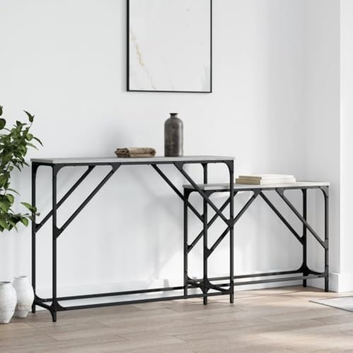 2er Set Konsolentische Grau Sonoma Hochwertiger Holzwerkstoff Platzsparend 2er Set Konsolentische Grau Sonoma Hochwertiger Holzwerkstoff Platzsparend von HOMEELIKE