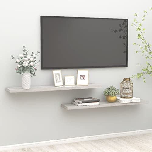 2er-Set Wandregale Betongrau 120x23,5x3,8 cm MDF Schweberegal H?ngeregal f¨¹r Zuhause 2er-Set Wandregale Betongrau 120x23,5x3,8 cm MDF Schweberegal H?ngeregal f¨¹r Zuhause von HOMEELIKE
