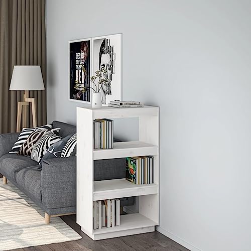 B¨¹cherregal Massivholz Wei? H?he 103 cm Raumteiler Regal 60x35x103 cm Kiefer Holzregal f¨¹r B¨¹Cher Zeitschriften von HOMEELIKE