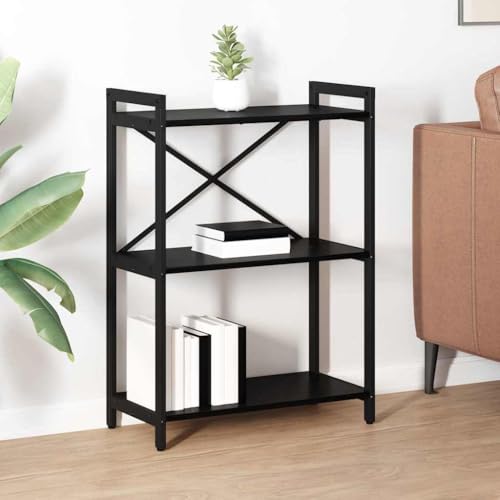 B¨¹cherregal Schwarze Eiche Mit Stahlelementen 60 x 30 x 83 cm Holzwerkstoff Stabiles Regal von HOMEELIKE