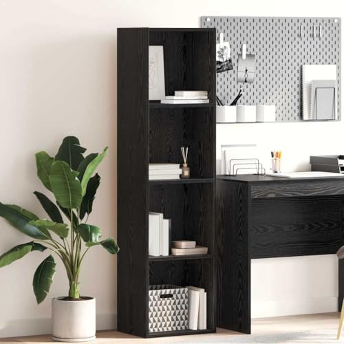 B¨¹cherregal aus Holzwerkstoff in Eiche Schwarz 40 x 30 x 152 cm mit vertikalem Design f¨¹r Wohnzimmer oder B¨¹ro von HOMEELIKE