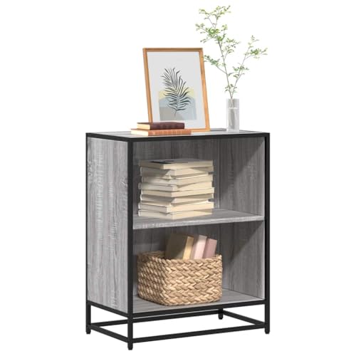 B¨¹cherregal in Grau Sonoma Optik 60x35x76 cm aus Holzwerkstoff mit Metallgestell von HOMEELIKE