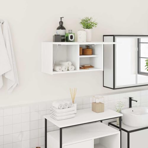 Bad-Wandschrank Mit Gasdruckfeder Holzwerkstoff 60x25x30 cm Weiss Stauraum von HOMEELIKE