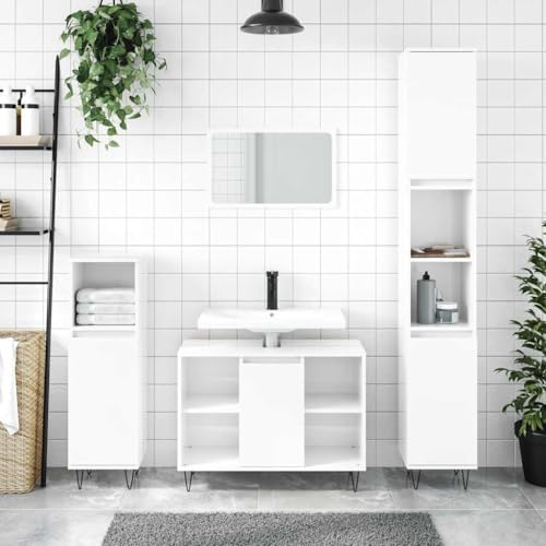 Badschrank in Hochglanzoptik 80x33x60 cm Holzwerkstoff mit Ablagef?Chern und Metallf¨¹?en f¨¹r Stabilit?t Badschrank in Hochglanzoptik 80x33x60 cm Holzwerkstoff mit Ablagef?Chern und Metallf¨¹?en f¨¹r Stabilit?t von HOMEELIKE