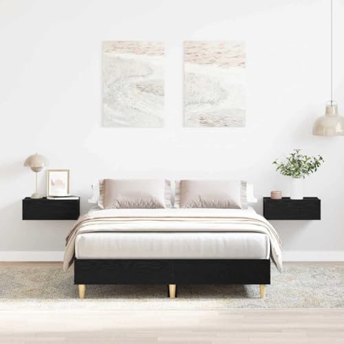 Bettgestell Schwarze Eiche 120 x 200 cm Holzwerkstoff Langlebig Modernes Design Fester Lattenrost Quadratische Beine Matte Optik Einfache Pflege Bettgestell Schwarze Eiche 120 x 200 cm Holzwerkstoff Langlebig Modernes Design Fester Lattenrost Quadratische Beine Matte Optik Einfache Pflege von HOMEELIKE