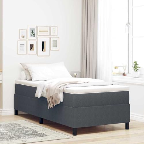 Boxspringbett 80 x 200 cm Dunkelgrau Stoff Bezug Stabiles Holzrahmen Keine Federkernmatratze von HOMEELIKE