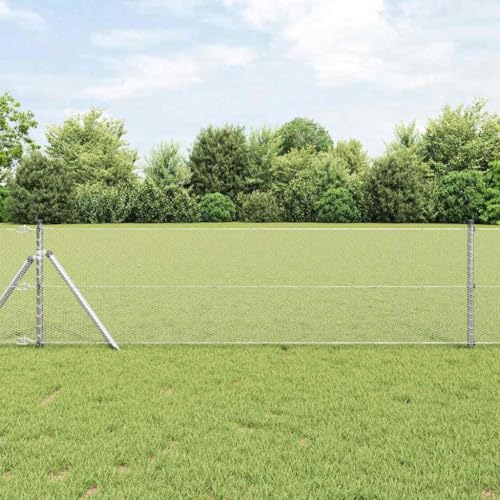 Drahtzaun 0,6 x 10 m silber mit Pfosten stabil und rostbestaendig fuer Aussenbereich geeignet fuer Gartengestaltung und Sicherheitsbereiche von HOMEELIKE