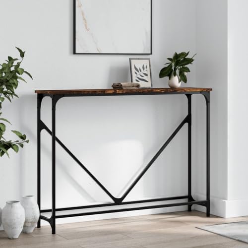 Eleganter Flurtisch aus hochwertigem Holzwerkstoff ¨C Stabiler Beistelltisch mit Metallgestell ¨C Verstellbare F¨¹?e f¨¹r unebene B?den von HOMEELIKE