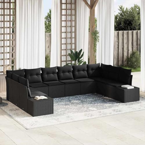 HOMEELIKE 10-teiliges Garten-Sofa-Set mit Kissen Schwarz Poly-Rattan HOMEELIKE 10-teiliges Garten-Sofa-Set mit Kissen Schwarz Poly-Rattan von HOMEELIKE