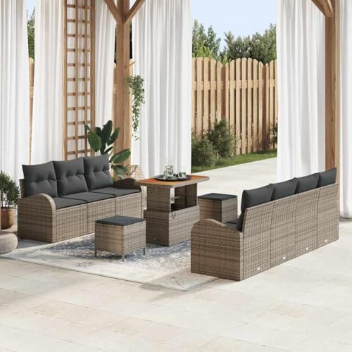 HOMEELIKE 10-teiliges Garten-Sofa Set mit Kissen in grauem Poly-Rattan HOMEELIKE 10-teiliges Garten-Sofa Set mit Kissen in grauem Poly-Rattan von HOMEELIKE