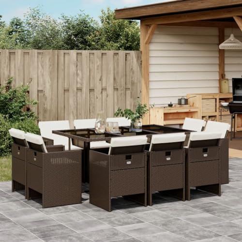 HOMEELIKE 11-TLG. Garten-Essgruppe mit Kissen Braun Poly Rattan HOMEELIKE 11-TLG. Garten-Essgruppe mit Kissen Braun Poly Rattan von HOMEELIKE