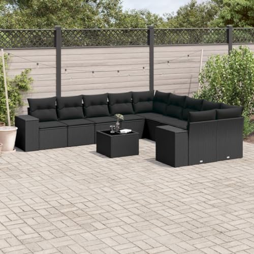 HOMEELIKE Modulares 11-TLG. Poly Rattan Gartensofa mit Kissen, Bequeme Sitzgruppe f¨¹r Drau?en von HOMEELIKE