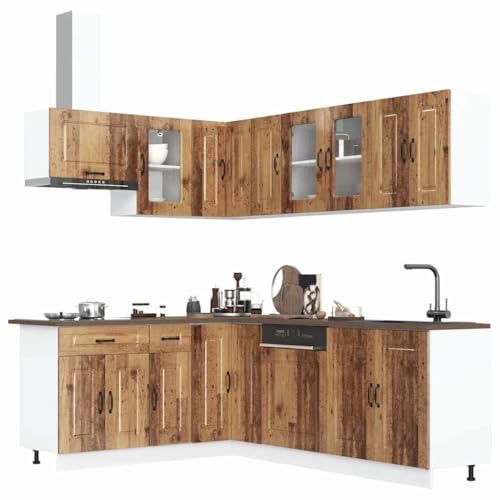 HOMEELIKE 11-TLG. K¨¹chenschrank-Set Kalmar Altholz-Optik Holzwerkstoff von HOMEELIKE