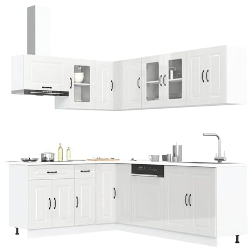 HOMEELIKE 11-TLG. K¨¹chenschrank-Set Kalmar Hochglanz-Wei? Holzwerkstoff von HOMEELIKE