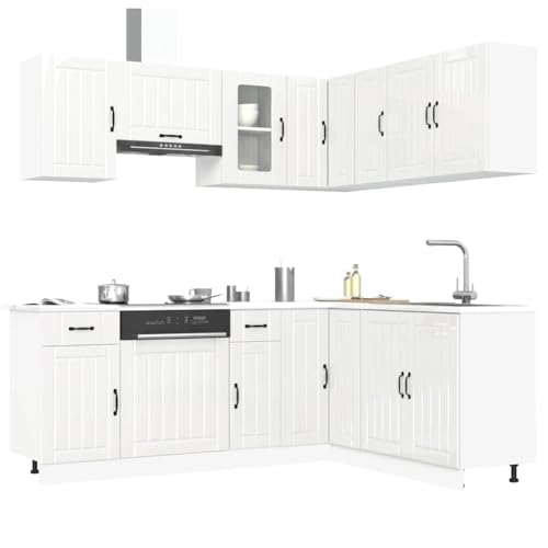 HOMEELIKE 11-TLG. K¨¹chenschrank-Set Kalmar Hochglanz-Wei? Holzwerkstoff von HOMEELIKE