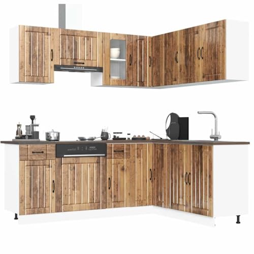 HOMEELIKE 11-TLG. K¨¹chenschrank-Set Lucca Altholz-Optik Holzwerkstoff von HOMEELIKE