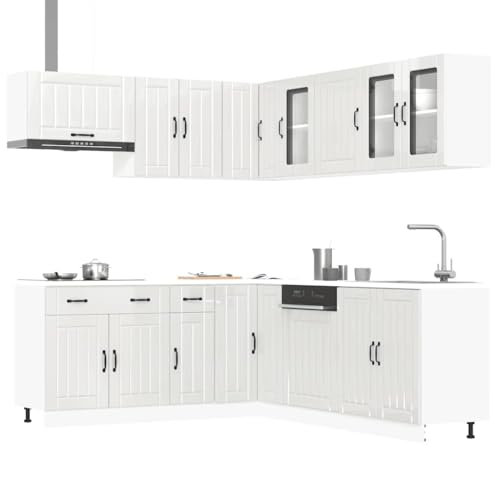 HOMEELIKE 11-TLG. K¨¹chenschrank-Set Lucca Hochglanz-Wei? Holzwerkstoff von HOMEELIKE