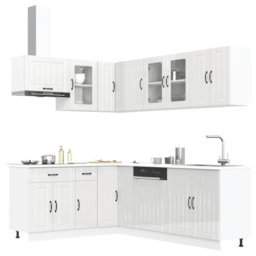 HOMEELIKE 11-TLG. K¨¹chenschrank-Set Lucca Hochglanz-Wei? Holzwerkstoff von HOMEELIKE