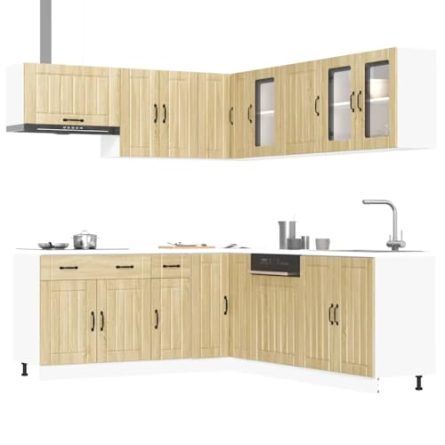 HOMEELIKE 11-TLG. K¨¹chenschrank-Set Lucca Sonoma-Eiche Holzwerkstoff von HOMEELIKE