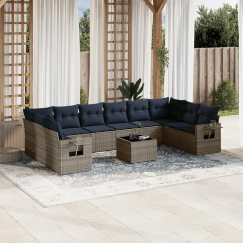 HOMEELIKE 11-teiliges Gartensofa-Set mit Kissen, grau, Polyrattan HOMEELIKE 11-teiliges Gartensofa-Set mit Kissen, grau, Polyrattan von HOMEELIKE