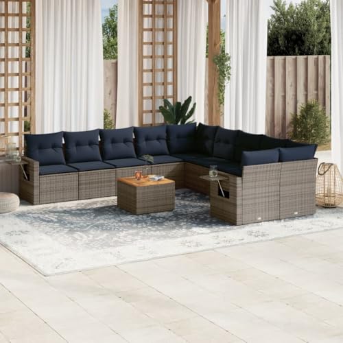 HOMEELIKE 11-teiliges Gartensofa-Set mit Kissen, grau, Polyrattan HOMEELIKE 11-teiliges Gartensofa-Set mit Kissen, grau, Polyrattan von HOMEELIKE