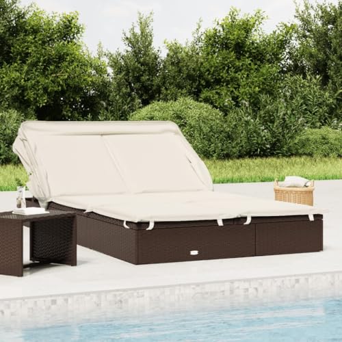 HOMEELIKE 2-Personen-Sonnenliege mit Dach Braun 213x118x97 Poly Rattan HOMEELIKE 2-Personen-Sonnenliege mit Dach Braun 213x118x97 Poly Rattan von HOMEELIKE