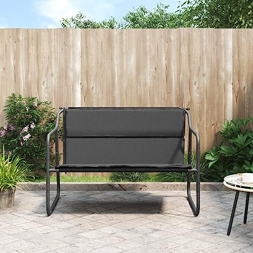 HOMEELIKE 2-Sitzer Gartenbank mit Kissen Anthrazit Stahl von HOMEELIKE