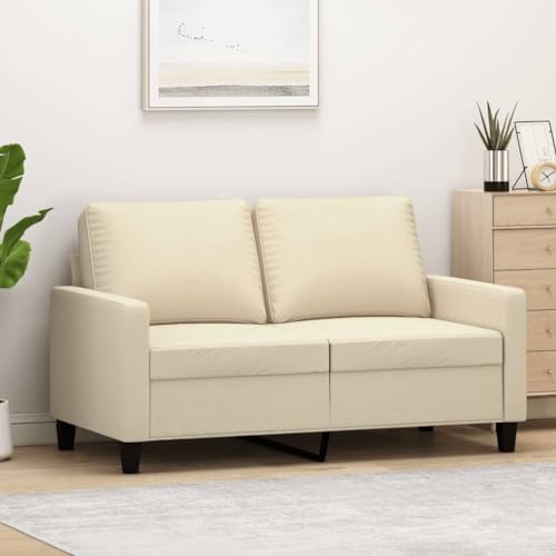 HOMEELIKE Bequemes 2-Sitzer-Sofa Creme 120 cm Stoff Robustes Metallgestell Atmungsaktiver Stoff von HOMEELIKE