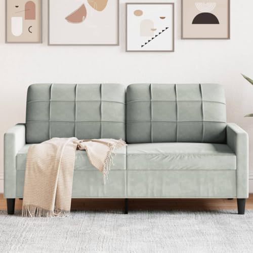 HOMEELIKE 2-Sitzer-Sofa Hellgrau 140 cm Samt von HOMEELIKE