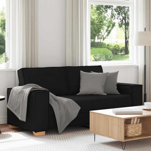 HOMEELIKE Schwarz 140 cm 2-Sitzer Sofa Bequeme Armlehnen, Dicke Polsterung, Vielseitig Nutbar von HOMEELIKE