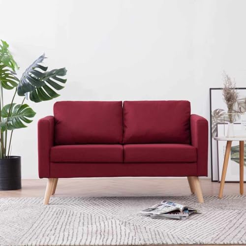 HOMEELIKE 2-Sitzer-Sofa Stoff Weinrot: Sitzkomfort und Stabilitaet, perfekt Fuer Wohnzimmer oder Bueros von HOMEELIKE